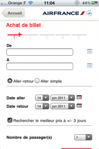 Application Air France iPhone Achat en ligne