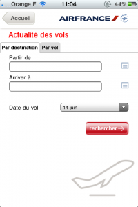 Application Air France iPhone actualité des vols