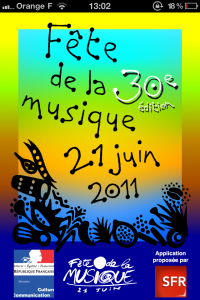 Application fête de la musique 2011 - Accueil